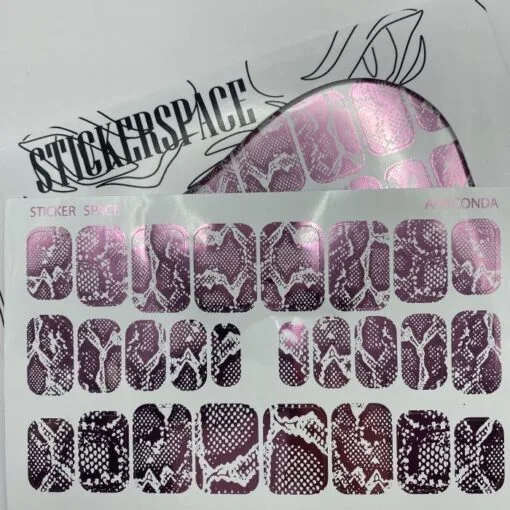 Foil Pink  Serpent Mani Wraps