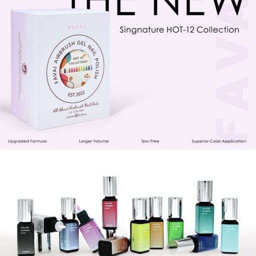 Coffret Hot 12 couleurs aérographe Nouveau format